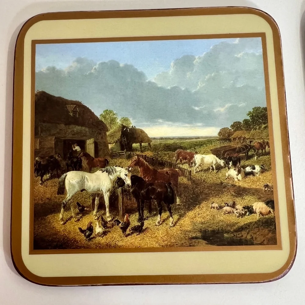 Vintage Pimpernel Coasters, 6pcs, Horses, Beige‎
